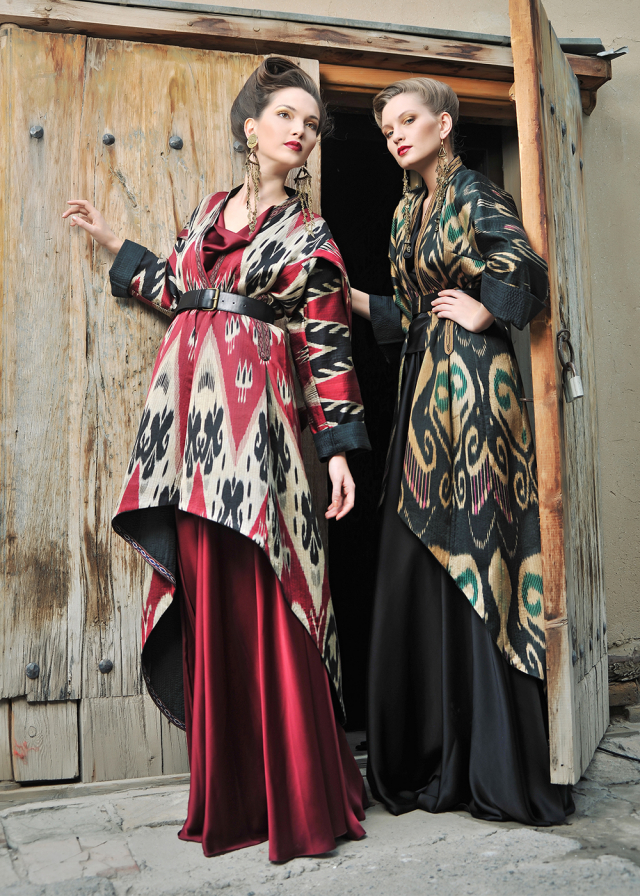 Chapan and silk maxi dress