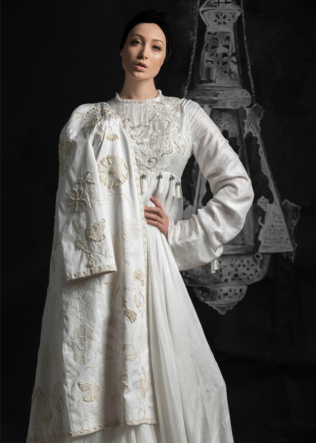 Silk chapan with embroidery 